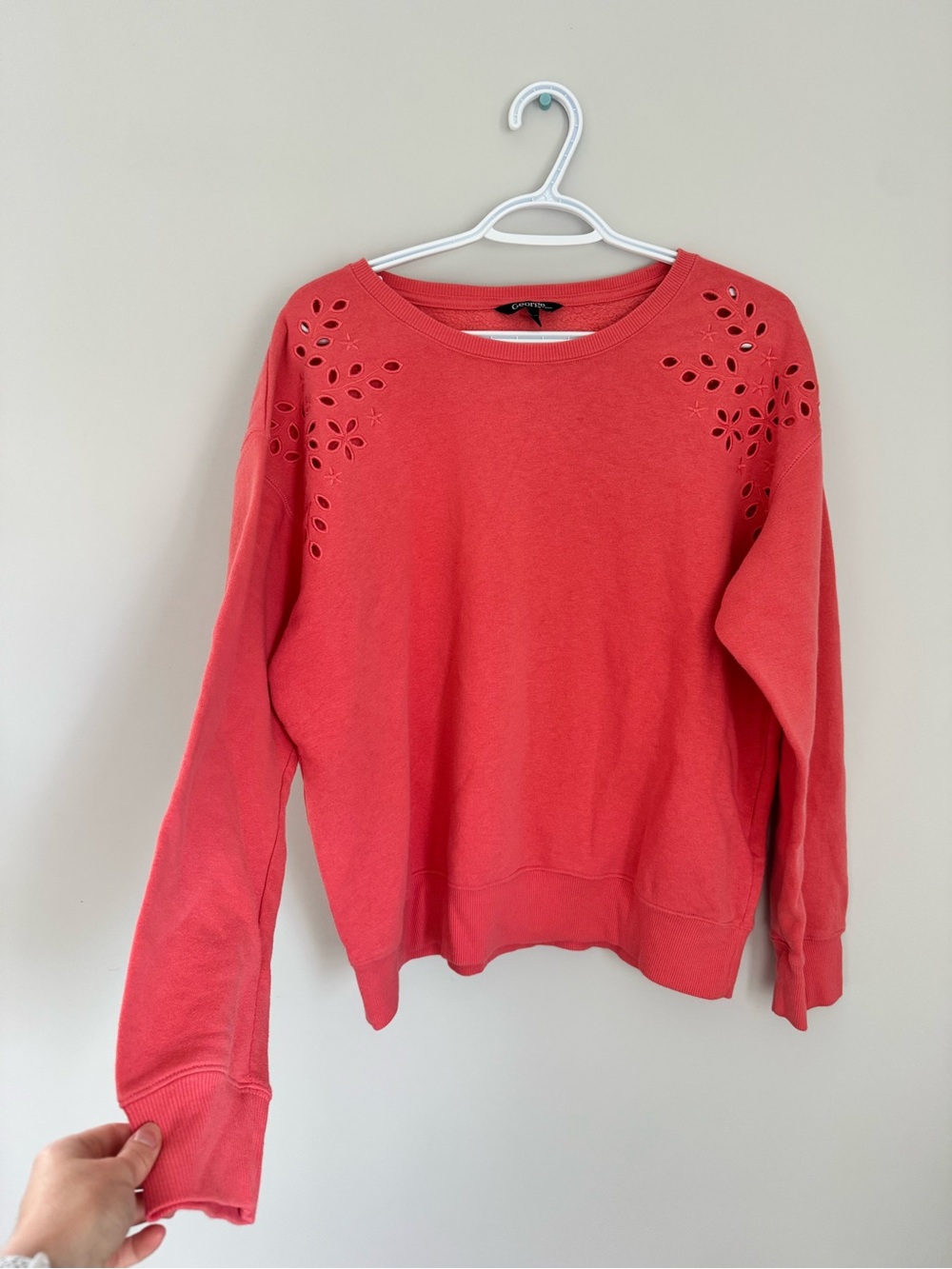 George Coral Crewneck Sweatshirt with Shoulder Cutouts